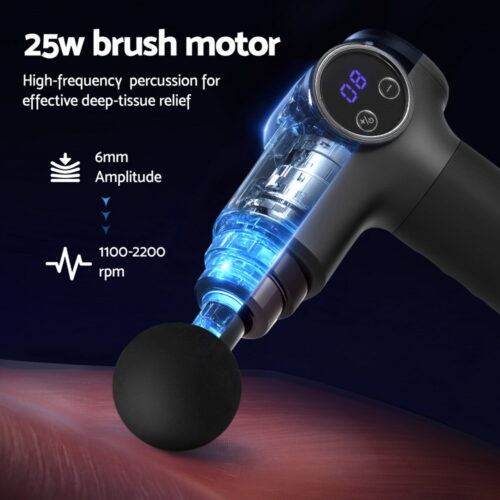 Everfit Massage Gun 8 Speed 4 Heads Vibration Muscle Massager Chargeable Black - Image 4