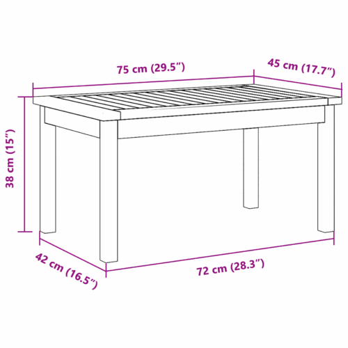 Coffee Table 75x40x38cm Solid Wood Acacia - Image 10