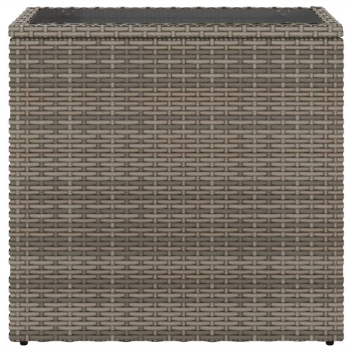 Wooden Side Table Wicker Rattan Outdoor Patio Lounge Garden Coffee Stand Grey 58x27.5x55cm - Image 5