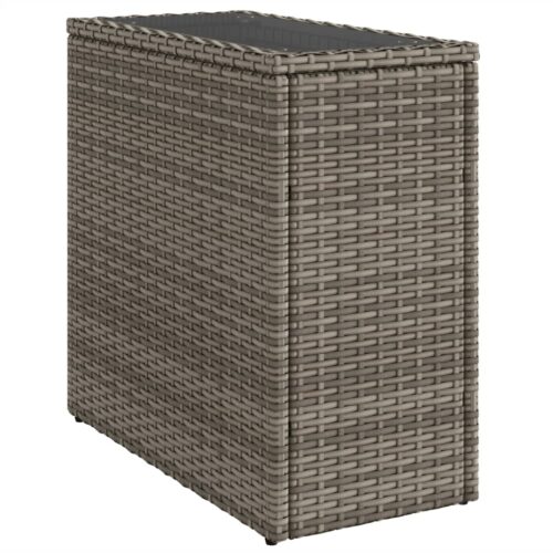 Wooden Side Table Wicker Rattan Outdoor Patio Lounge Garden Coffee Stand Grey 58x27.5x55cm - Image 7