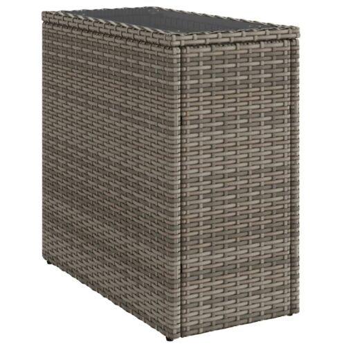 Wooden Side Table Wicker Rattan Outdoor Patio Lounge Garden Coffee Stand Grey 58x27.5x55cm - Image 13