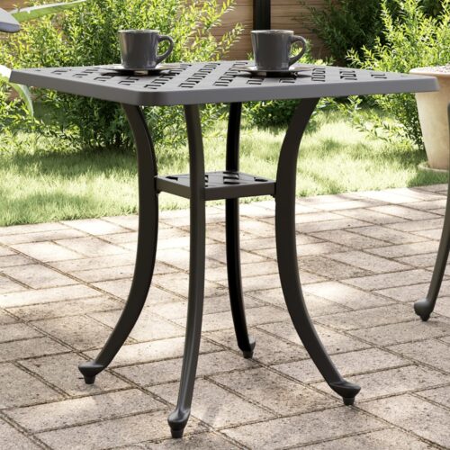 Garden Table Black 53x53x53cm Cast Aluminium - Image 2