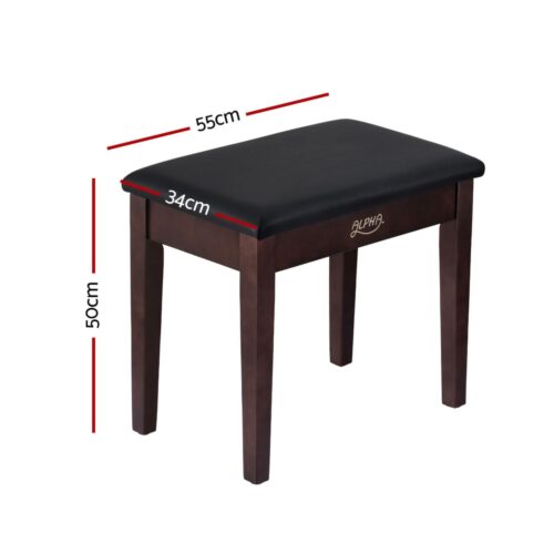 Alpha Piano Bench Stool with Storage Wooden PU Leather - Image 2
