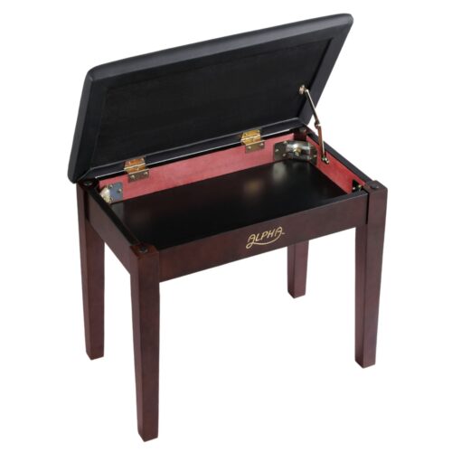 Alpha Piano Bench Stool with Storage Wooden PU Leather - Image 3