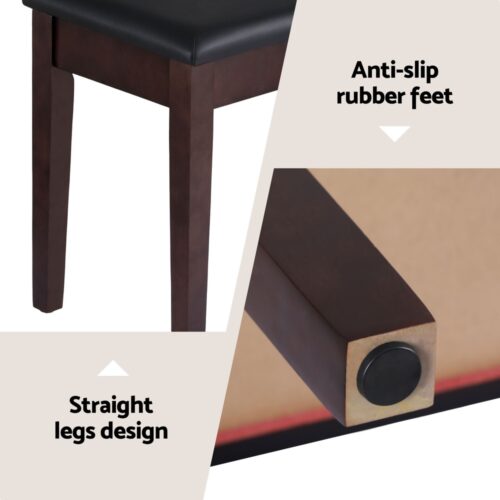 Alpha Piano Bench Stool with Storage Wooden PU Leather - Image 6