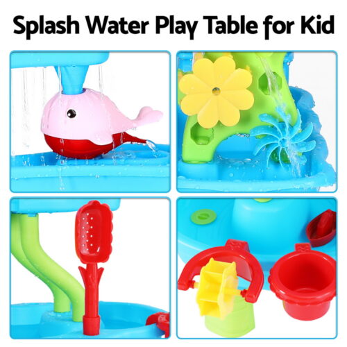 Keezi Kids Sand and Water Table 4-Tier Waterfall Sandpit Toys Beach Shovel - Image 6