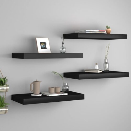 Floating Wall Shelves 4pcs Black 50x23x3.8cm MDF - Image 9