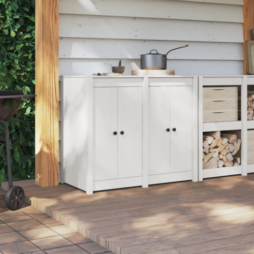 Outdoor Kitchen Doors 2pcs White 50x9x82cm Solid Pine Wood - Image 3