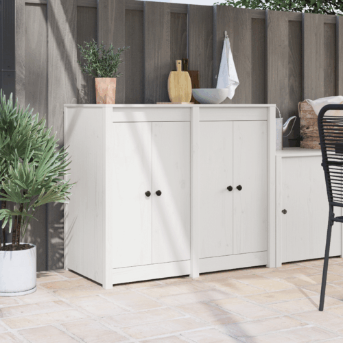 Outdoor Kitchen Doors 2pcs White 50x9x82cm Solid Pine Wood - Image 11