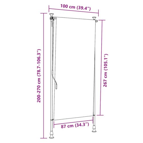 Outdoor Roller Blind 100x270cm Cream - Image 7