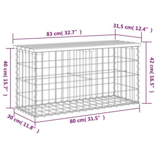 Garden Bench Gabion Design 83x31.5x42cm Solid Wood Douglas - Image 8