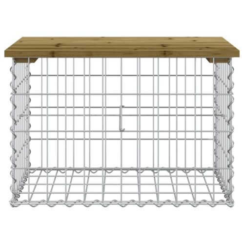 Gabion Garden Bench Outdoor Patio Park Seat Chair Wood Wire Wall Stone Basket 63x44x42cm - Image 3