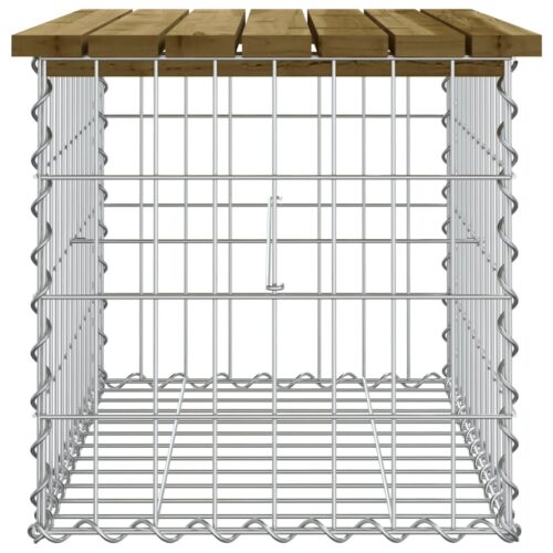 Gabion Garden Bench Outdoor Patio Park Seat Chair Wood Wire Wall Stone Basket 63x44x42cm - Image 4