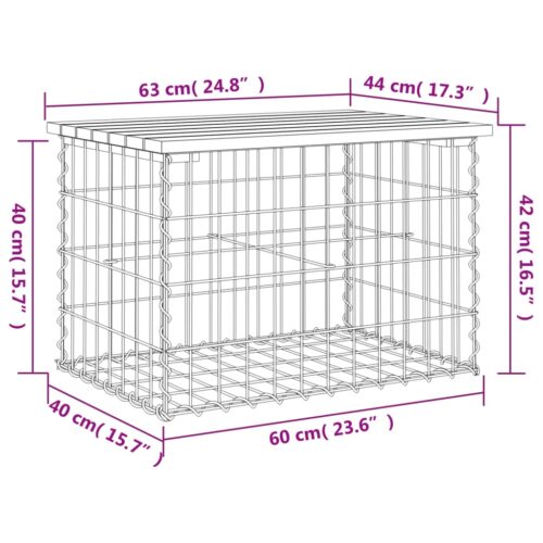 Gabion Garden Bench Outdoor Patio Park Seat Chair Wood Wire Wall Stone Basket 63x44x42cm - Image 8