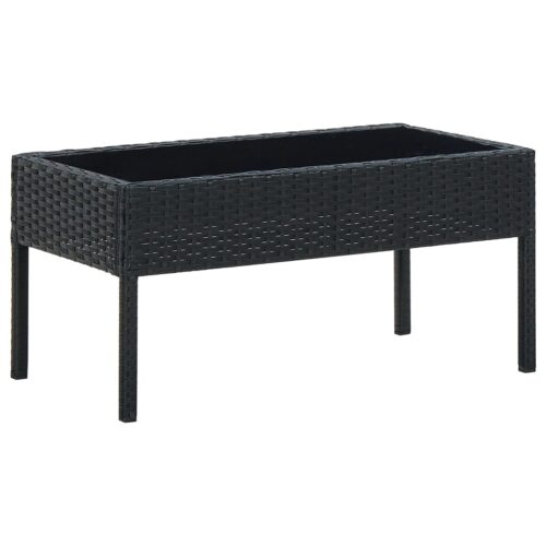 Garden Table Black 75x40x37cm Poly Rattan - Image 2