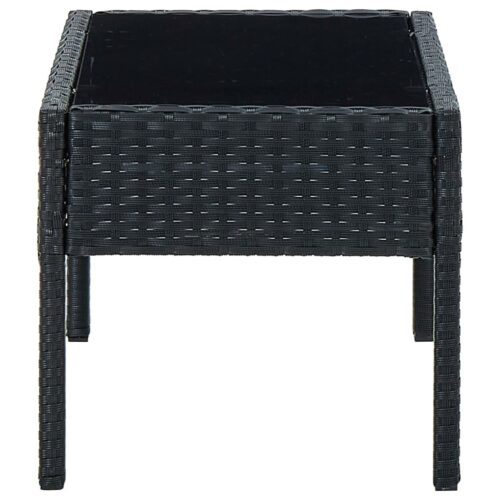 Garden Table Black 75x40x37cm Poly Rattan - Image 3