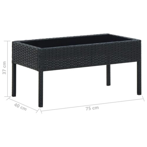 Garden Table Black 75x40x37cm Poly Rattan - Image 5