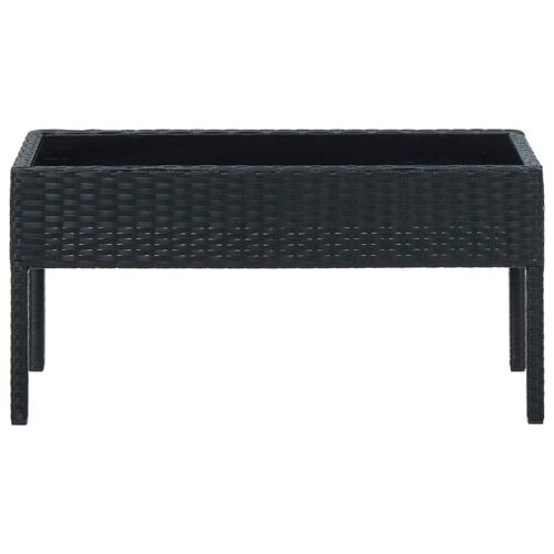 Garden Table Black 75x40x37cm Poly Rattan - Image 6