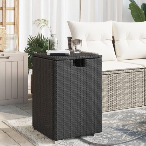 Propane Tank Cover Table Black 40x40x60cm Poly Rattan - Image 2