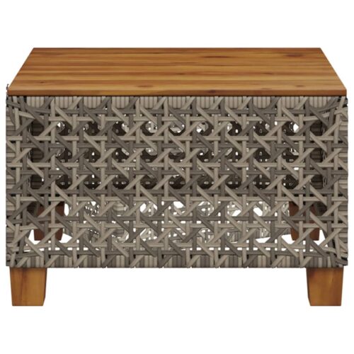 Garden Table Grey 55x55x36cm Poly Rattan Acacia Wood - Image 4