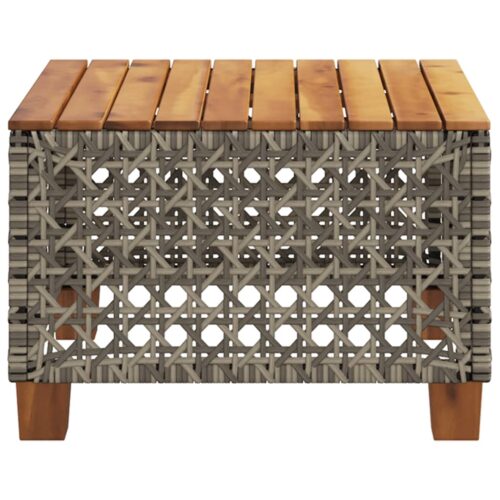 Garden Table Grey 55x55x36cm Poly Rattan Acacia Wood - Image 5