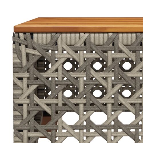 Garden Table Grey 55x55x36cm Poly Rattan Acacia Wood - Image 7