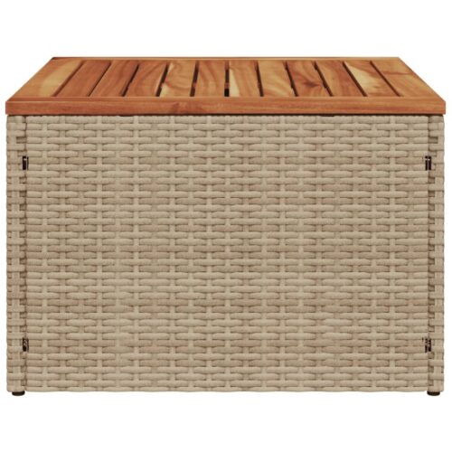 Garden Table Beige 55x55x37cm Poly Rattan Acacia Wood - Image 4