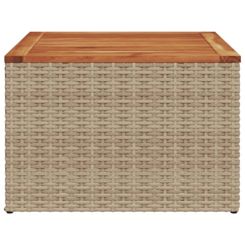 Garden Table Beige 55x55x37cm Poly Rattan Acacia Wood - Image 5