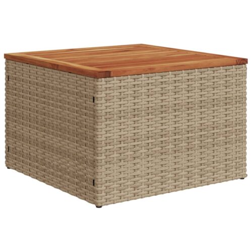 Garden Table Beige 55x55x37cm Poly Rattan Acacia Wood - Image 6
