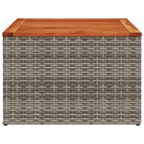 Garden Table Grey 55x55x37cm Poly Rattan Acacia Wood - Image 4