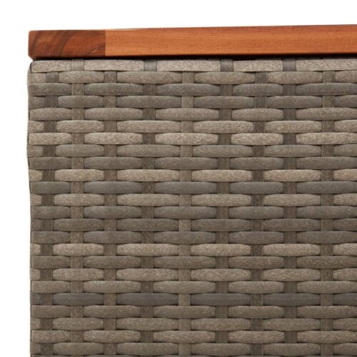 Garden Table Grey 55x55x37cm Poly Rattan Acacia Wood - Image 7