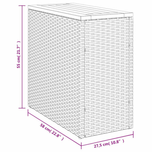 Wooden Side Table Wicker Rattan Outdoor Patio Lounge Garden Coffee Stand Grey 58x27.5x55cm - Image 11