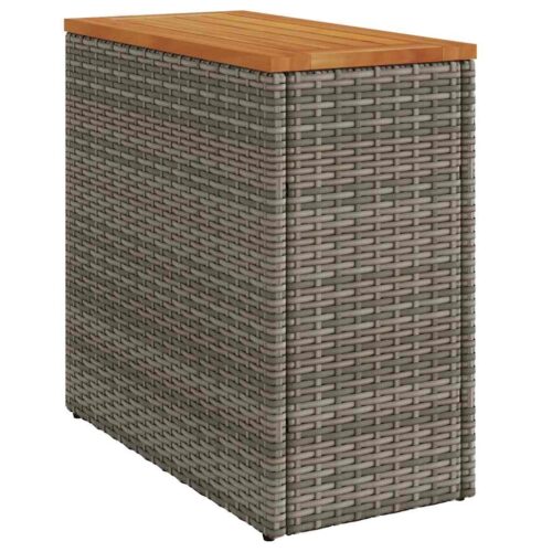 Wooden Side Table Wicker Rattan Outdoor Patio Lounge Garden Coffee Stand Grey 58x27.5x55cm - Image 13
