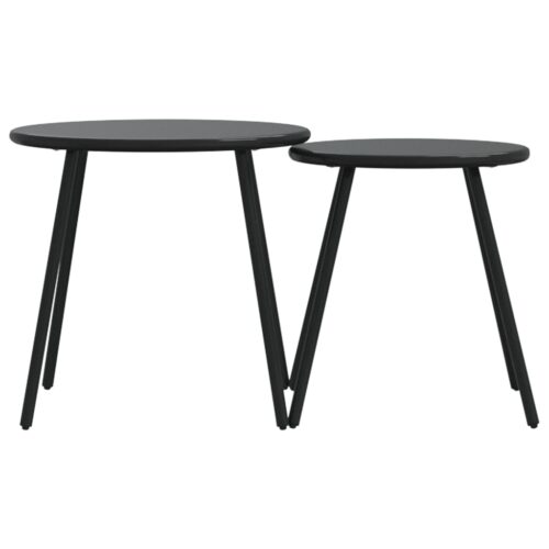 2pcs Garden Coffee Tables Round Black Powder-coated Steel - Image 4