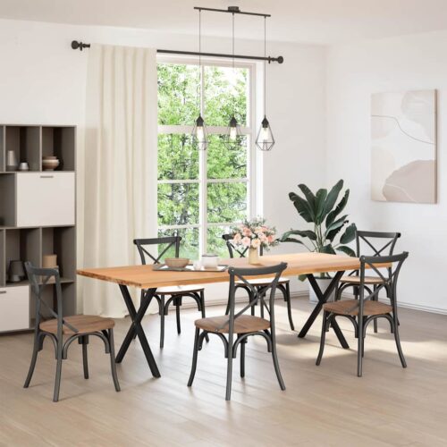 Dining Table Legs X-Shaped 2pcs Black 80x(72-73)cm Steel - Image 2