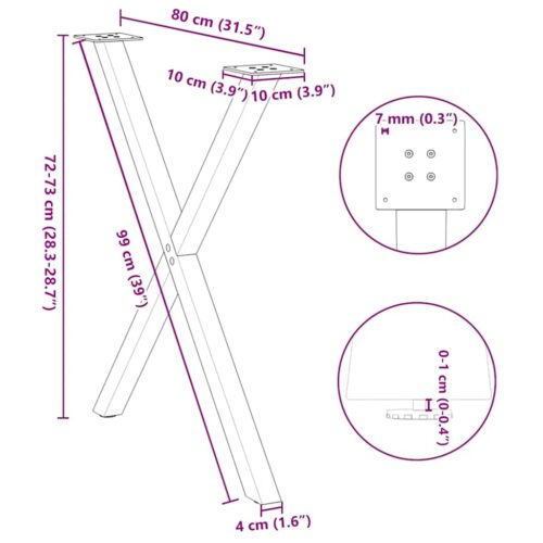 Dining Table Legs X-Shaped 2pcs Black 80x(72-73)cm Steel - Image 10