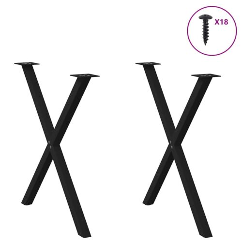 Dining Table Legs X-Shaped 2pcs Black 70x(72-73)cm Steel - Image 3