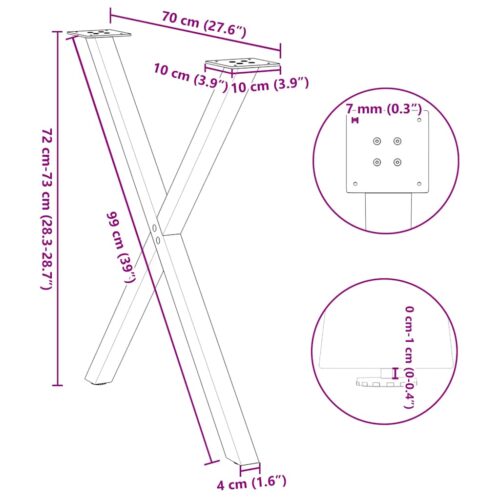 Dining Table Legs X-Shaped 2pcs Black 70x(72-73)cm Steel - Image 10