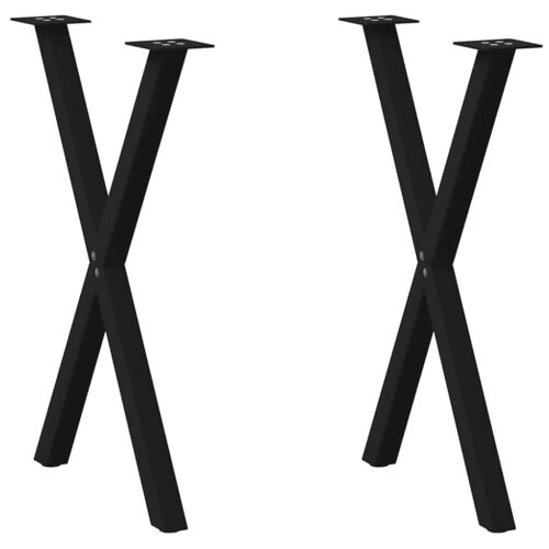 Dining Table Legs X-Shaped 2pcs Black 60x(72-73)cm Steel