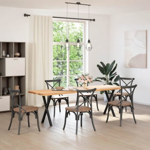 Dining Table Legs X-Shaped 2pcs Black 60x(72-73)cm Steel - Image 2