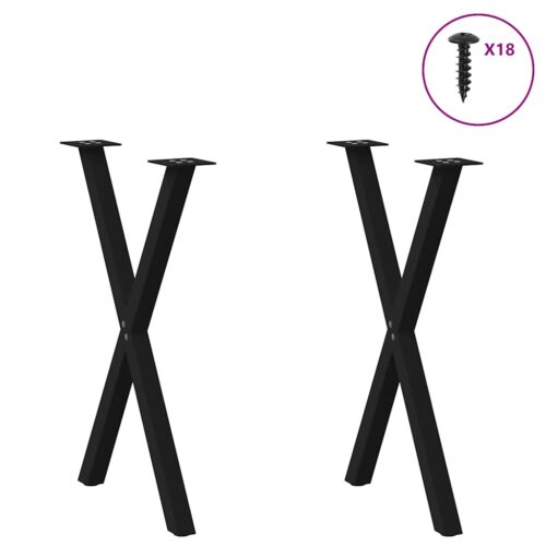 Dining Table Legs X-Shaped 2pcs Black 60x(72-73)cm Steel - Image 3