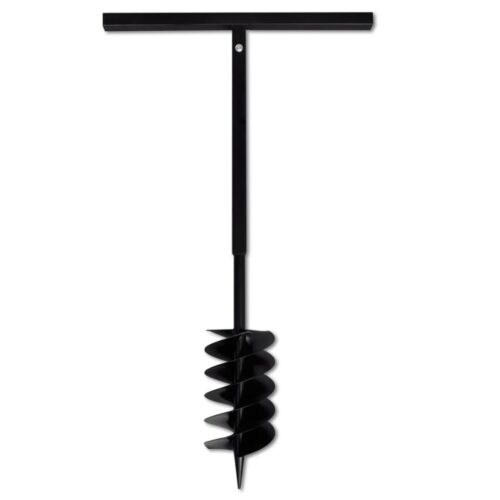 Ground Drill with Handle Auger Bit 150 mm Three Spirals Steel Black - Image 4