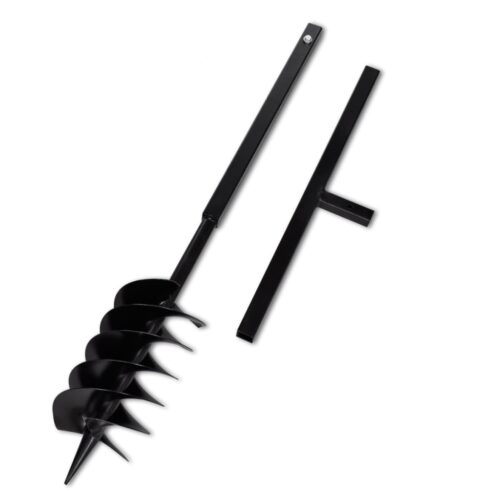 Ground Drill with Handle Auger Bit 150 mm Three Spirals Steel Black - Image 6