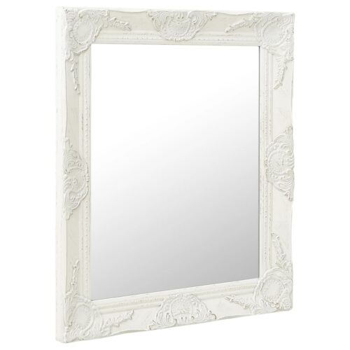Wall Mirror Baroque Style 50x60cm White