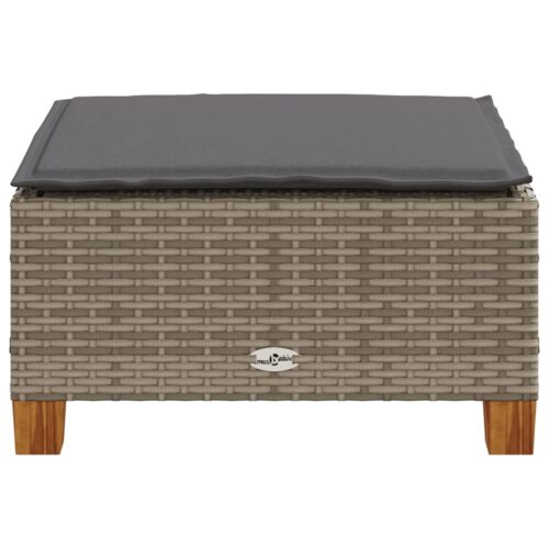 Outdoor Garden Stool Wicker Rattan Patio Ottoman Bench Seat Grey 63.5x56x32cm - Image 5