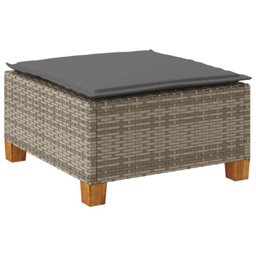 Outdoor Garden Stool Wicker Rattan Patio Ottoman Bench Seat Grey 63.5x56x32cm - Image 6