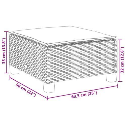 Outdoor Garden Stool Wicker Rattan Patio Ottoman Bench Seat Grey 63.5x56x32cm - Image 8