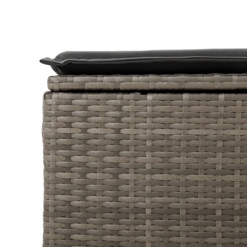 Outdoor Garden Stool Wicker Rattan Patio Ottoman Bench Seat Grey 55x55x37cm - Image 5