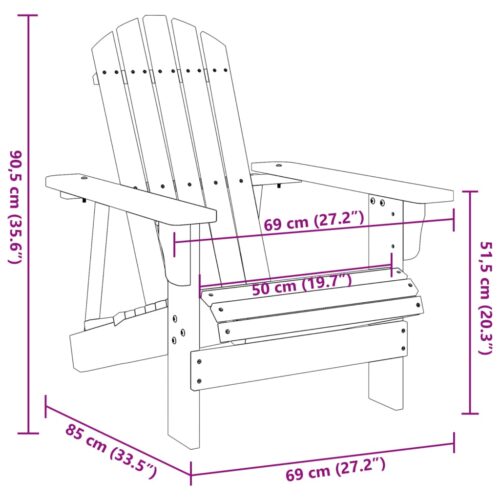 Adirondack Chair White 69x85x90.5cm Solid Wood Fir - Image 8