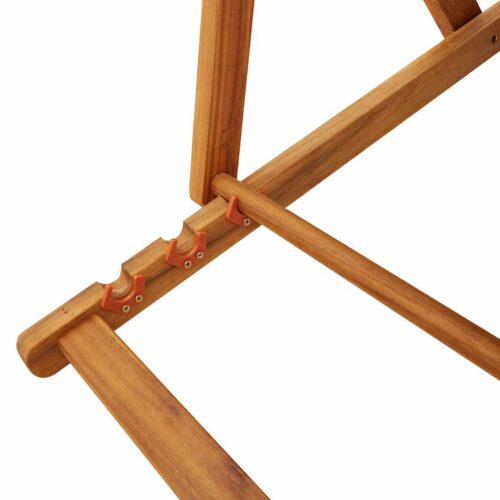 Folding Beach Chair with Armrests Light Grey Acacia Wood Textilene - Image 10